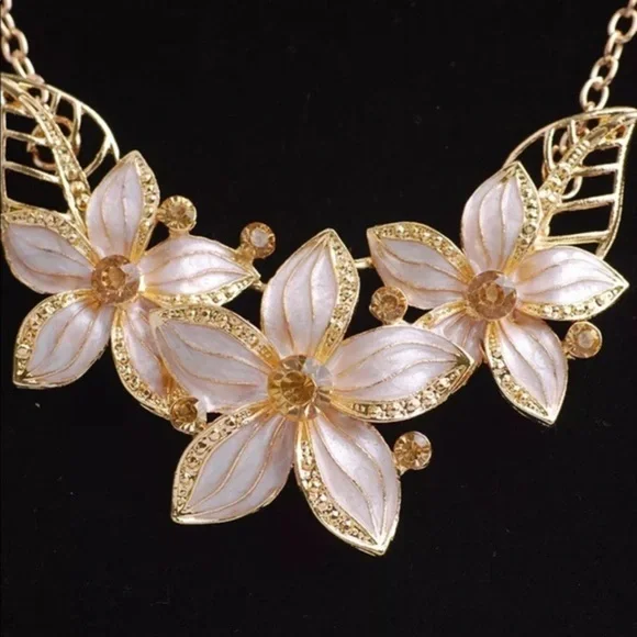 Crystal Flower Necklace & Earring Set - Picture 2 of 2